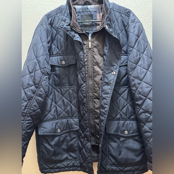 London Fog Men’s Quilted Jacket Navy Blue Size L - Picture 3 of 8